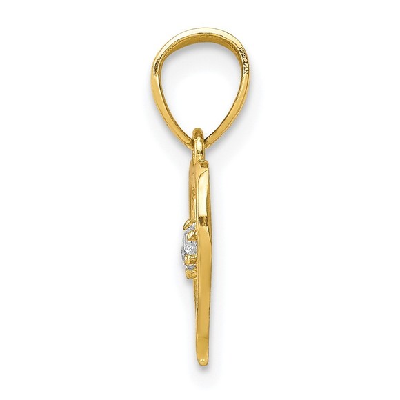 10K Gold CZ Heart Pendant - Picture 4 of 4